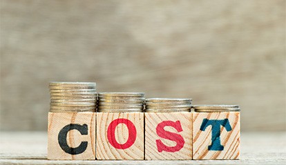 Cost written on wooden blocks