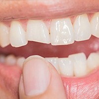 Closeup of smile with broken tooth