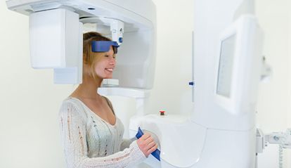 Woman receiving 3D cone beam scan