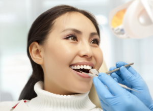 a patient visiting their dentist for a dental filling