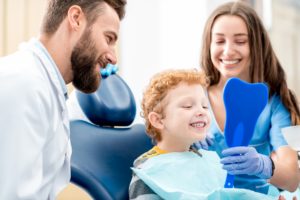 Young boy at preventive dental appointment